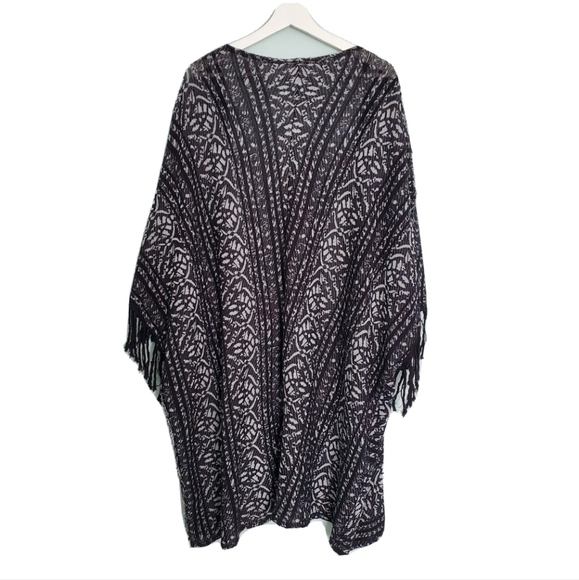 Free People Black White Tapestry Fringe Cardigan - Picture 5 of 6